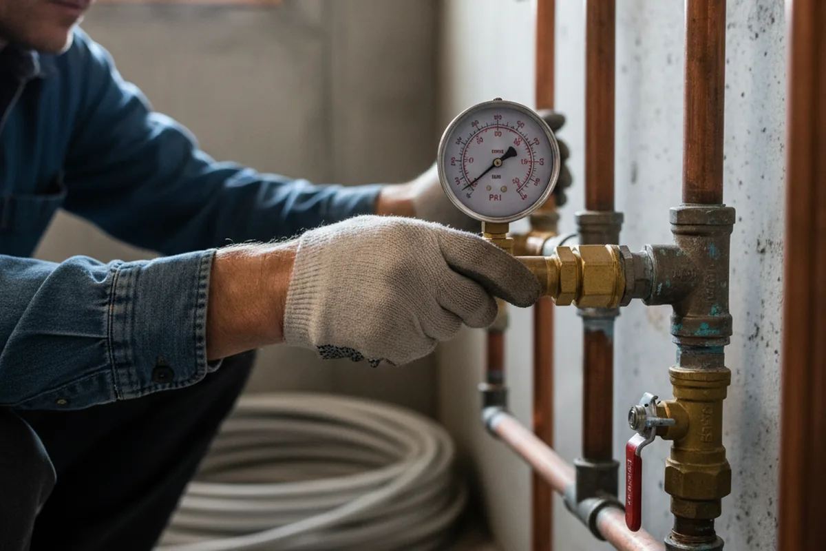 Pressure testing a repaired line during Water Line Repair in Montgomeryville